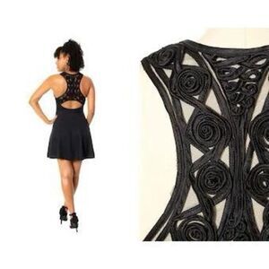 Vintage Jessica McClintock Gunne Sax 90’s Little Black Mini Racerback Dress 7/8